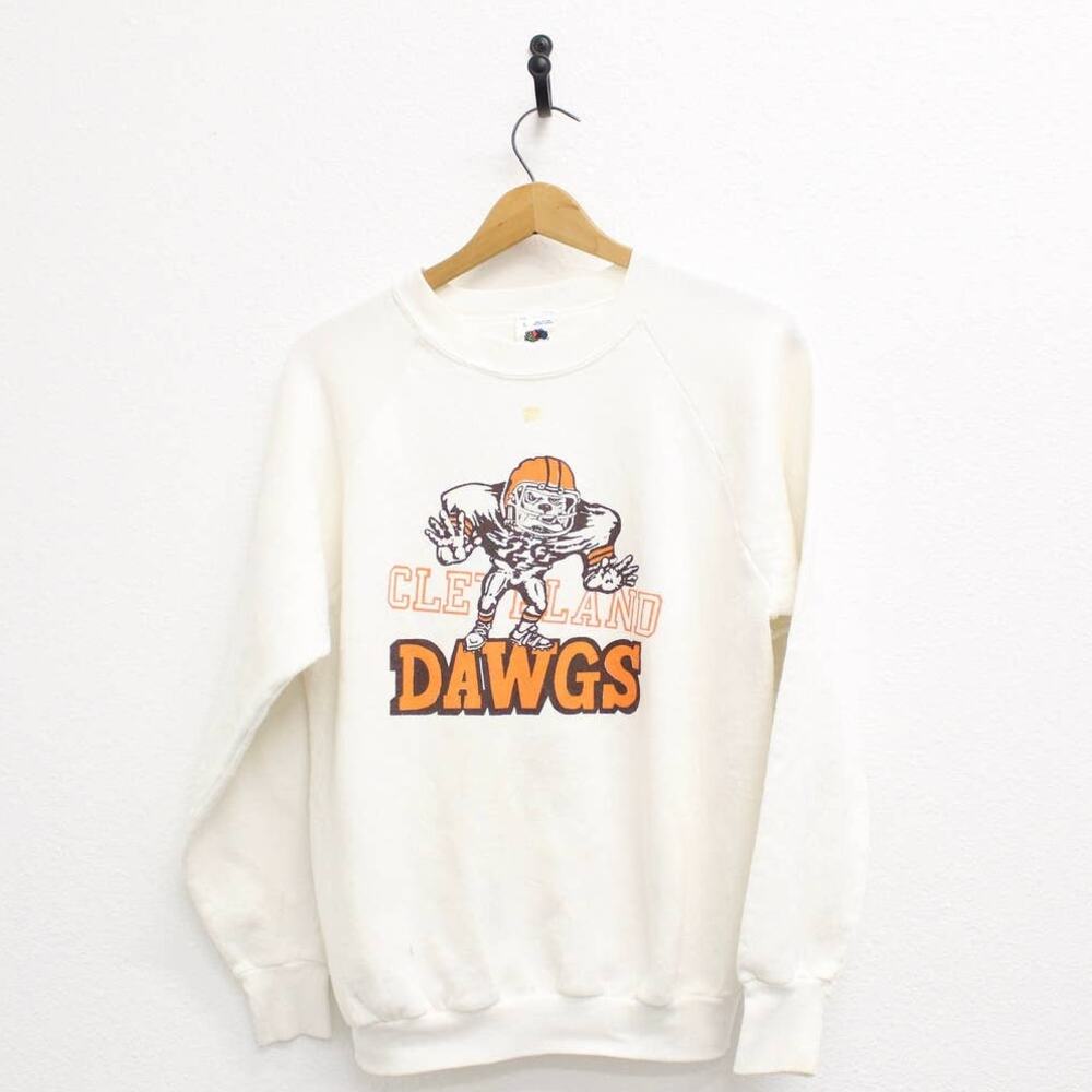 Vintage 80s Cleveland Browns White Sweatshirt Men’s Large NFL Football